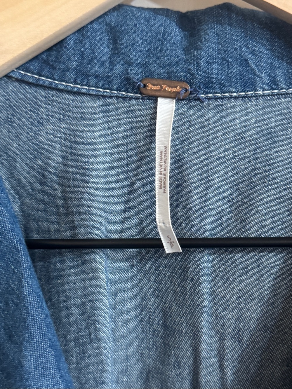 Free People Chester Denim Mini Dress Smocked Waist Small $128 - Picture 9 of 16